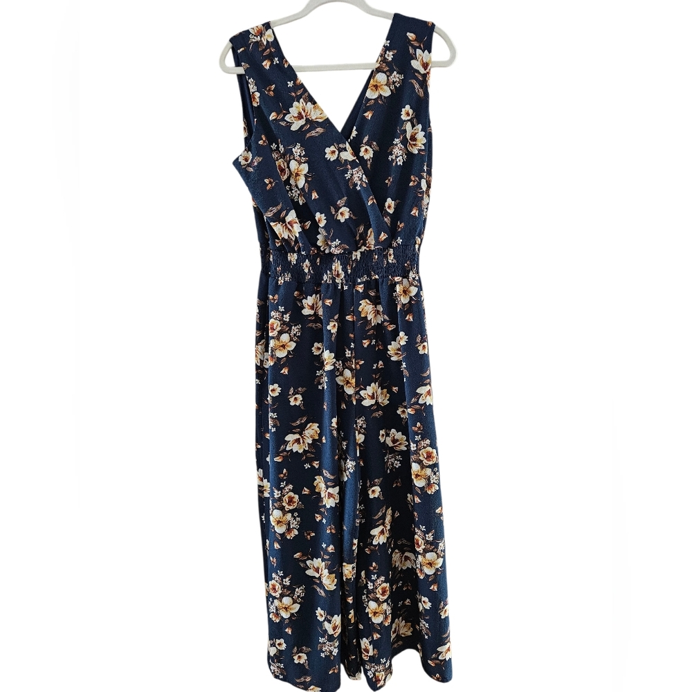Apt 9 Floral Wide Leg Sleeveless  Jumpsuit, Size Large